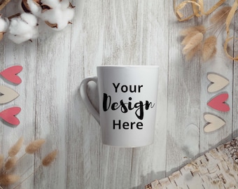 White Mug Mockup | Coffee Mug Mockup, Valentine's Day Mug, White Mug, Mockup Mug, Empty Mockup for your Design Art Quote | 300 dpi JPG Photo