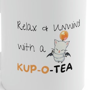 FF Inspired Coffee Mug, Moogle, Kupo, Kup-O-Tea,  XIV Moogle, ff cup, Gamer Mug