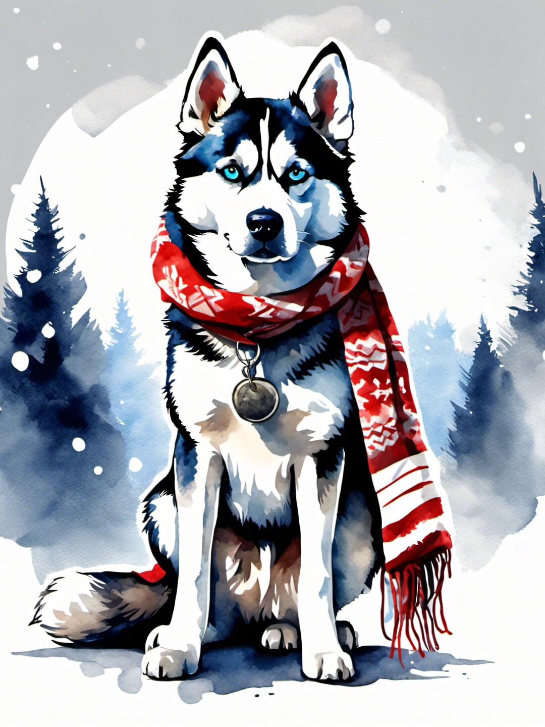 Husky Blanket, Siberian Husky Blanket, Husky Christmas Blanket, Winter