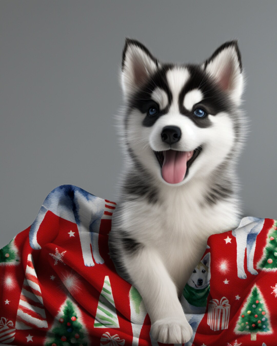 Husky Blanket, Siberian Husky Blanket, Husky Christmas Blanket, Winter