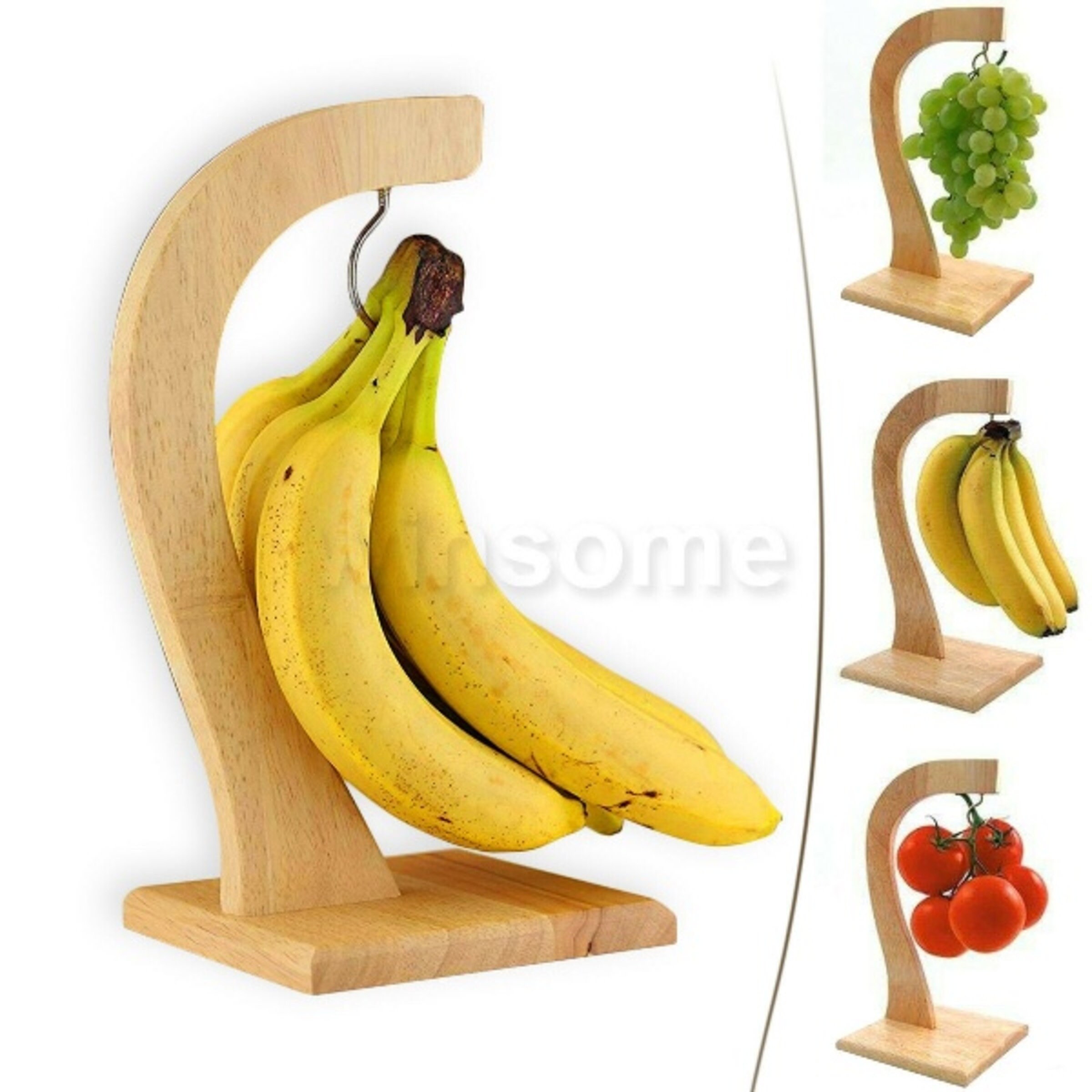 Natural Wooden Banana Hanger Holder Grapes Fruit Stand Wooden Etsy