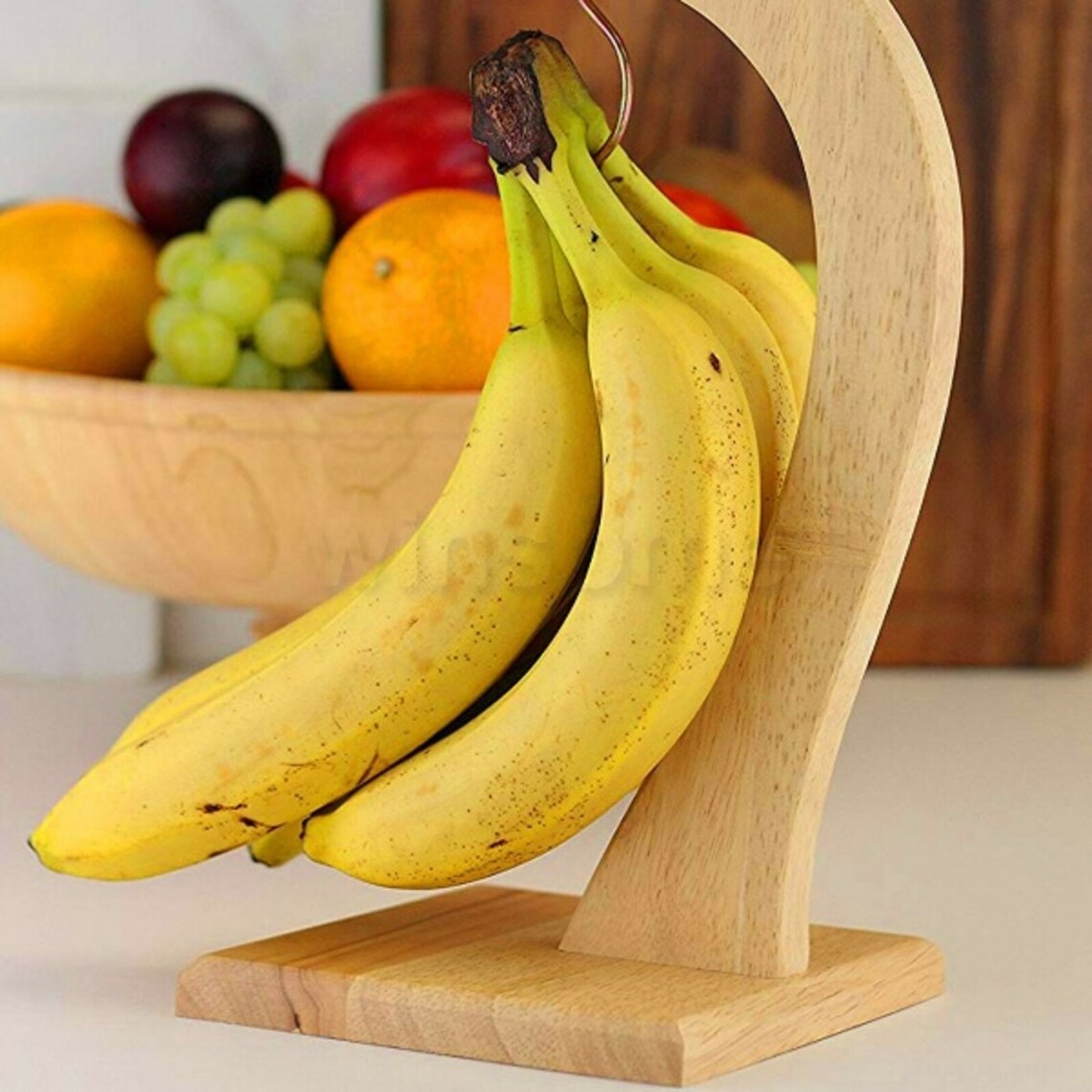 Natural Wooden Banana Hanger Holder Grapes Fruit Stand Wooden Etsy