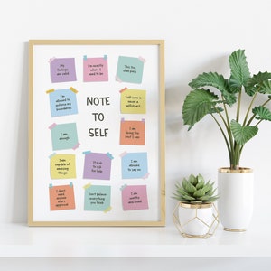 Opmerking voor zelfposter, therapiekantoordecor, kalmerende hoek, schoolbegeleiderbronnen, psychologiegeschenk, afdrukken over geestelijke gezondheid