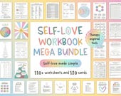 Self Love Workbook Printable Mega Bundle, Therapy Worksheets CBT DBT, Mental Health Planner, Self Esteem & Coping Skills, Digital Download