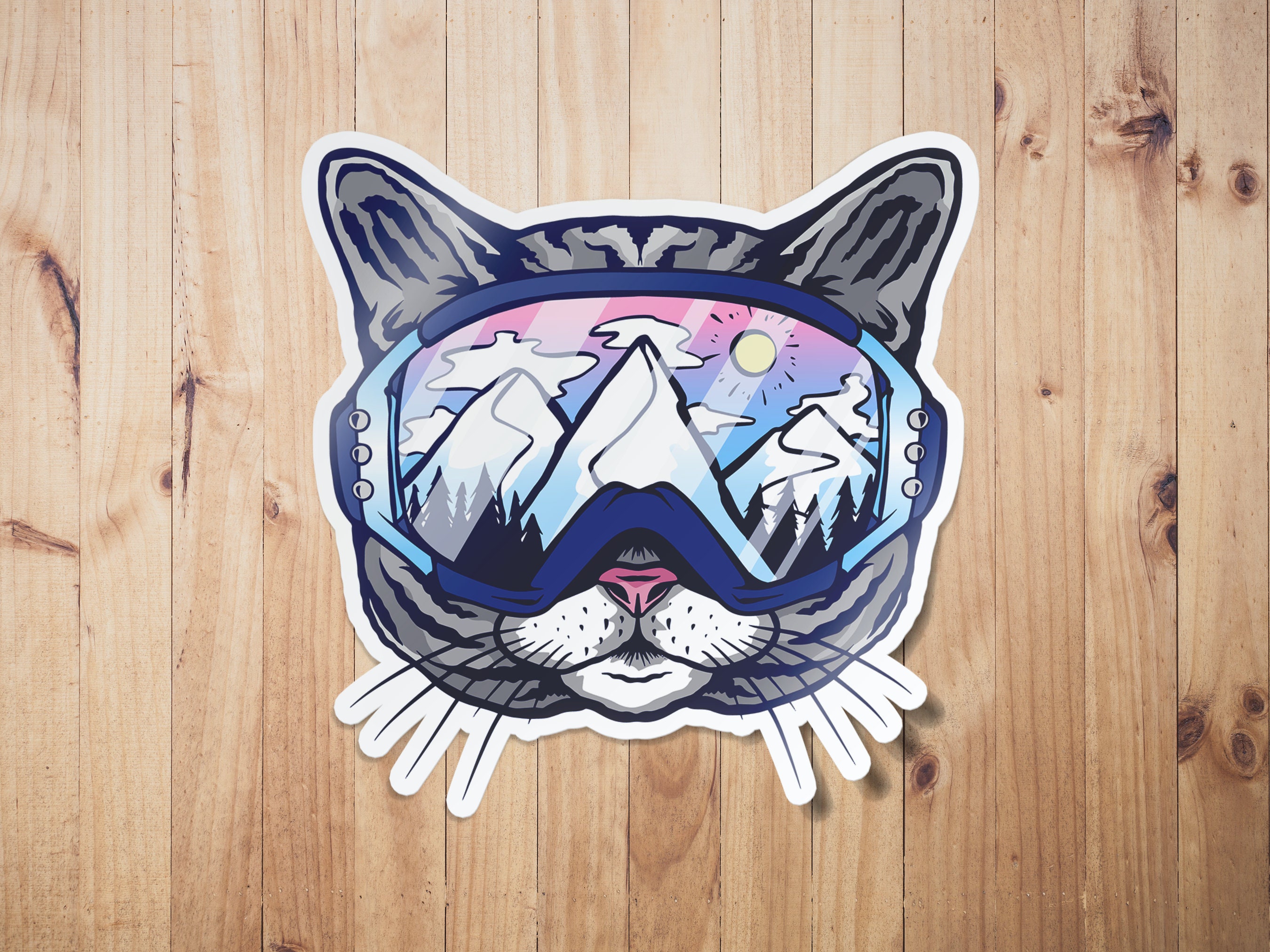 Cat Sticker Ski Mask Sticker Snowboard Stickers Ski Etsy