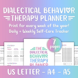 DBT Planner, DBT Skills Tracker, Mental Health Journal, Self Care Worksheet, Therapy Journal, Self Care Journal, Printable Mental Health