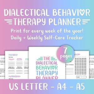 DBT Planner, DBT Skills Tracker, Mental Health Journal, Self Care Worksheet, Therapy Journal, Self Care Journal, Printable Mental Health