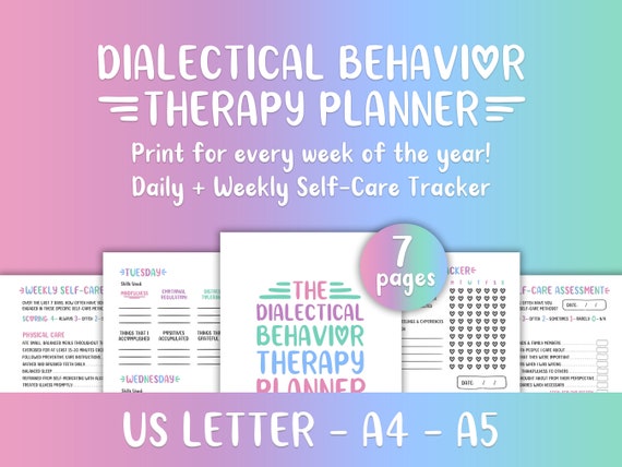 DBT Planner, DBT Skills Tracker, Mental Health Journal, Self Care Worksheet, Therapy Journal, Self Care Journal, Printable Mental Health