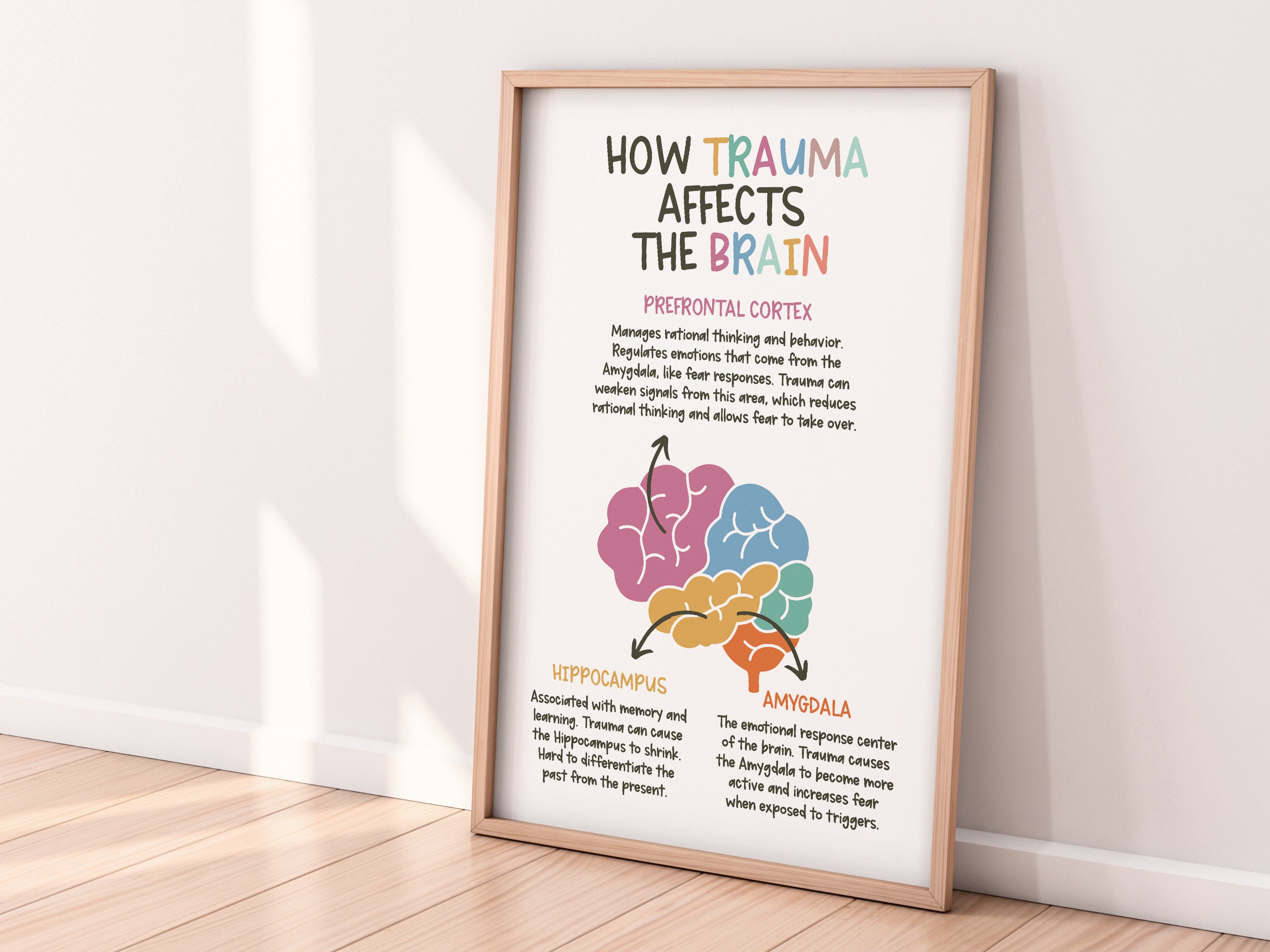 How Trauma Affects the Brain Poster, Positive Affirmations, Therapy ...