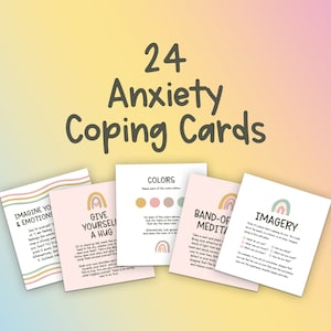 24 Anxiety Coping Skills Cards, Therapy Worksheet, CBT Therapy, DBT Skills, Coping Strategies, Mental Health Printable