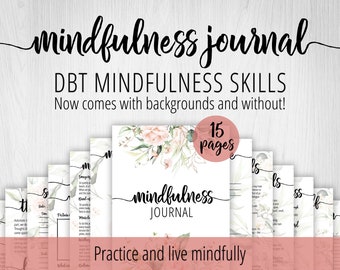 Mindfulness Journal, DBT Skills, Meditation Tracker, Self Care Journal, Gratitude Journal, Printable Mental Health, Mental Health Journal