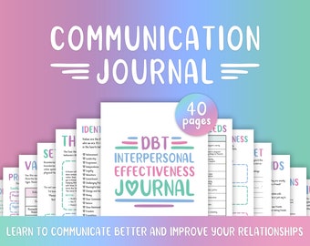 Communication Journal- COMMERCIAL license, DBT Interpersonal Effectiveness, Mental Health Printable, Therapy Worksheets, PDF Download