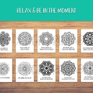 Mandala Adult Coloring Book, Positive Affirmations, Coloring Pages, Coloring Sheets, Book PDF, Art Therapy, Colouring, Printable, Digital image 9