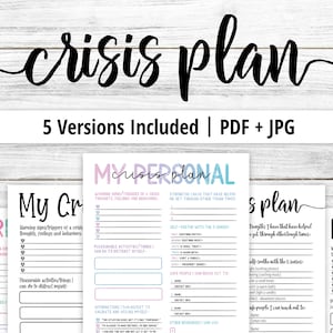 Crisis Plan Worksheet, Mental Health Printable, DBT Sheet, Planner Inserts, Coping Skills, Therapy Worksheet, BPD, Depression, Anxiety, PTSD