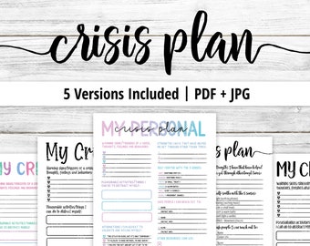 Crisis Plan Worksheet, Mental Health Printable, DBT Sheet, Planner Inserts, Coping Skills, Therapy Worksheet, BPD, Depression, Anxiety, PTSD