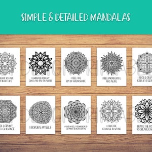 Mandala Adult Coloring Book, Positive Affirmations, Coloring Pages, Coloring Sheets, Book PDF, Art Therapy, Colouring, Printable, Digital image 5