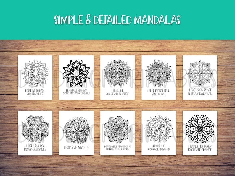 Mandala Adult Coloring Book, Positive Affirmations, Coloring Pages, Coloring Sheets, Book PDF, Art Therapy, Colouring, Printable, Digital image 5