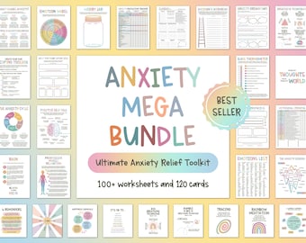 Anxiety Workbook PDF, Mega Bundle, Guided Anxiety Journal, CBT Therapy Workbook, Printable Mental Health Journal, Digital Download, Coping