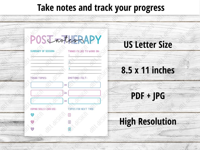 Post Therapy Notes, Mental Health Printable, Therapy Worksheet, Planner Insert, Mental Health Insert, Therapy Plans, Therapy Planner image 2