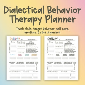 DBT Planner, DBT Skills Tracker, Mental Health Journal, Self Care Worksheet, Therapy Journal, Self Care Journal, Mental Health Printable