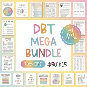 DBT MEGA BUNDLE, habilidades de dbt, livro de exercícios de dbt, planilha de terapia, recursos de aconselhamento, ferramentas de terapia, imprimível de saúde mental, cartões de memória de dbt