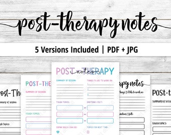 Post Therapy Notes, Mental Health Printable, Therapy Worksheet, Planner Insert, Mental Health Insert, Therapy Plans, Therapy Planner