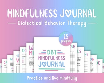 Mindfulness Journal, DBT Skills, Meditation Tracker, Gratitude Journal, Self Care Journal, Printable Mental Health, Mental Health Journal
