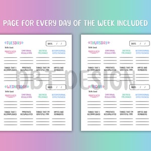 DBT Planner, DBT Skills Tracker, Mental Health Journal, Self Care Worksheet, Therapy Journal, Self Care Journal, Printable Mental Health image 3