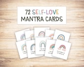 72 Self-Love Mantra Cards, Self-Love Printable, Self-Care, Digital Products, Therapy Cards, Gratitude, Mindfulness, Positive Affirmations