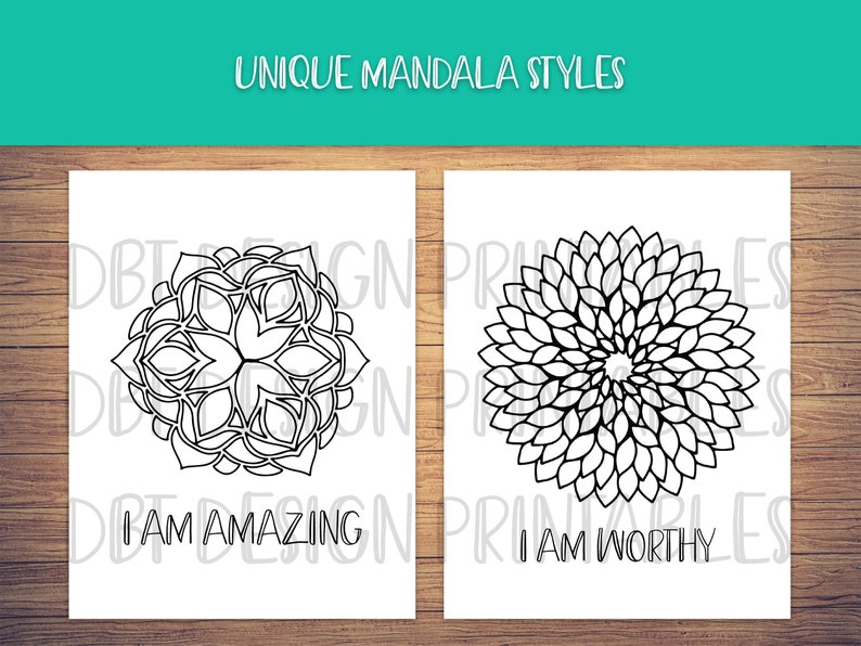 Mandala Adult Coloring Book, Positive Affirmations, Coloring Pages, Coloring Sheets, Book PDF, Art Therapy, Colouring, Printable, Digital image 3