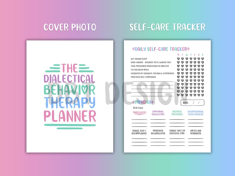 DBT Planner, DBT Skills Tracker, Mental Health Journal, Self Care Worksheet, Therapy Journal, Self Care Journal, Printable Mental Health image 2
