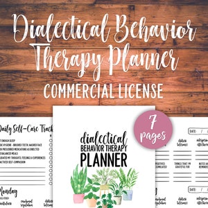 Dialectical Behavior Therapy Planner- COMMERCIAL License, Journal, BPD, PTSD, bipolar, depression, anxiety, tracker, reference, self-care