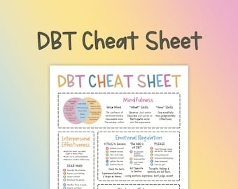DBT Cheat Sheet, DBT skills, Borderline, bpd, therapy worksheet, mental health printable, therapy office decor, therapy resources