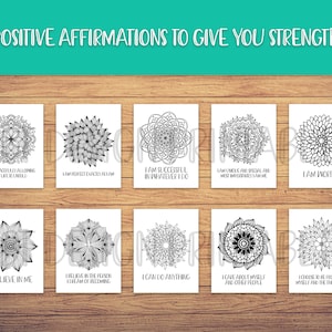 Mandala Adult Coloring Book, Positive Affirmations, Coloring Pages, Coloring Sheets, Book PDF, Art Therapy, Colouring, Printable, Digital image 7