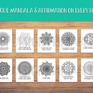 Mandala Adult Coloring Book, Positive Affirmations, Coloring Pages, Coloring Sheets, Book PDF, Art Therapy, Colouring, Printable, Digital image 4