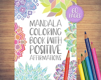 Mandala Adult Coloring Book, Positive Affirmations, Coloring Pages, Coloring Sheets, Book PDF, Art Therapy, Colouring, Printable, Digital