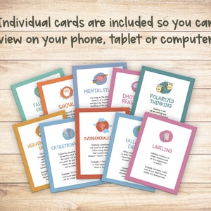 Cognitive Distortion Flash Cards, Thinking Errors, CBT Therapy, Cognitive Behavioral Therapy, Therapy Gift, Mental Health, Self Help Cards image 5