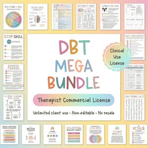 DGT MEGA-bundel, COMMERCILE licentie, dbt-vaardigheden, dbt-werkboek, therapiewerkblad, hulpmiddelen voor counseling, therapiehulpmiddelen, print geestelijke gezondheid afbeelding 1