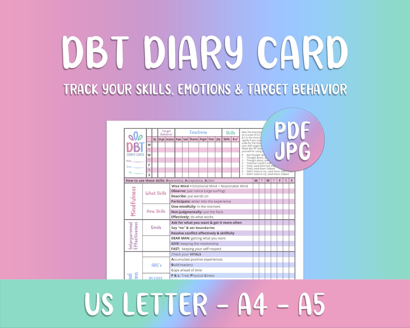 dbt-diary-card-ptsd-bpd-anxiety-depression-bipolar-etsy