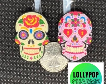 Cute SUGAR SKULLS Purple EYES Day of the Dead Croc Hole Accessories Shoe Charms