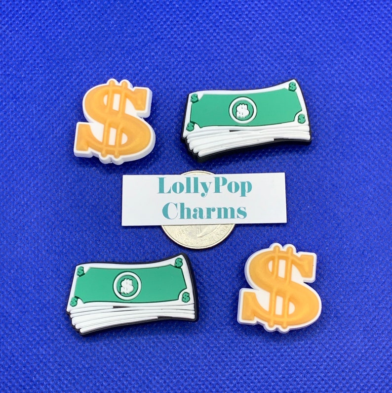Money Dollar Gold Theme Shoe Charm Set