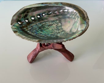 Abalone Shell & Wooden Tripod