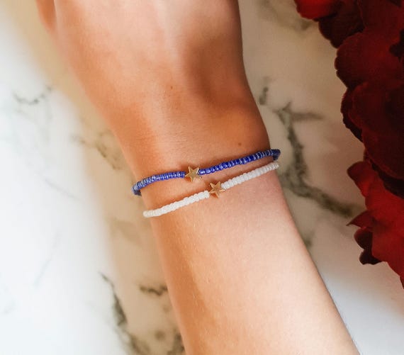 Delicate star seed bead bracelet