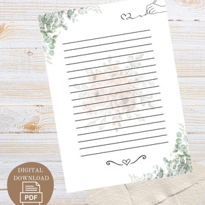 Modelo digital de carta de casamento - modelo para impressão para você mesmo escrever, papelaria para impressão para casamentos, discursos de agradecimento, discursos de casamento