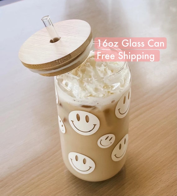 Good Day Happy Face Mason Jar Iced Coffee Cup Glass Coffee -  Finland