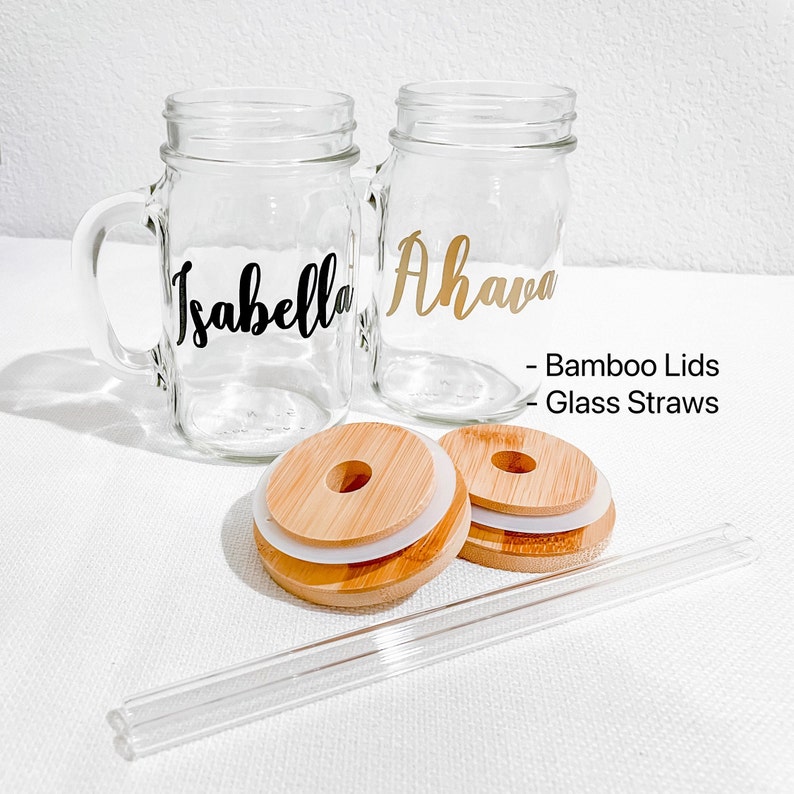 Bamboo Lid With Straw Beer Can Glass Bamboo Lid Glass Etsy