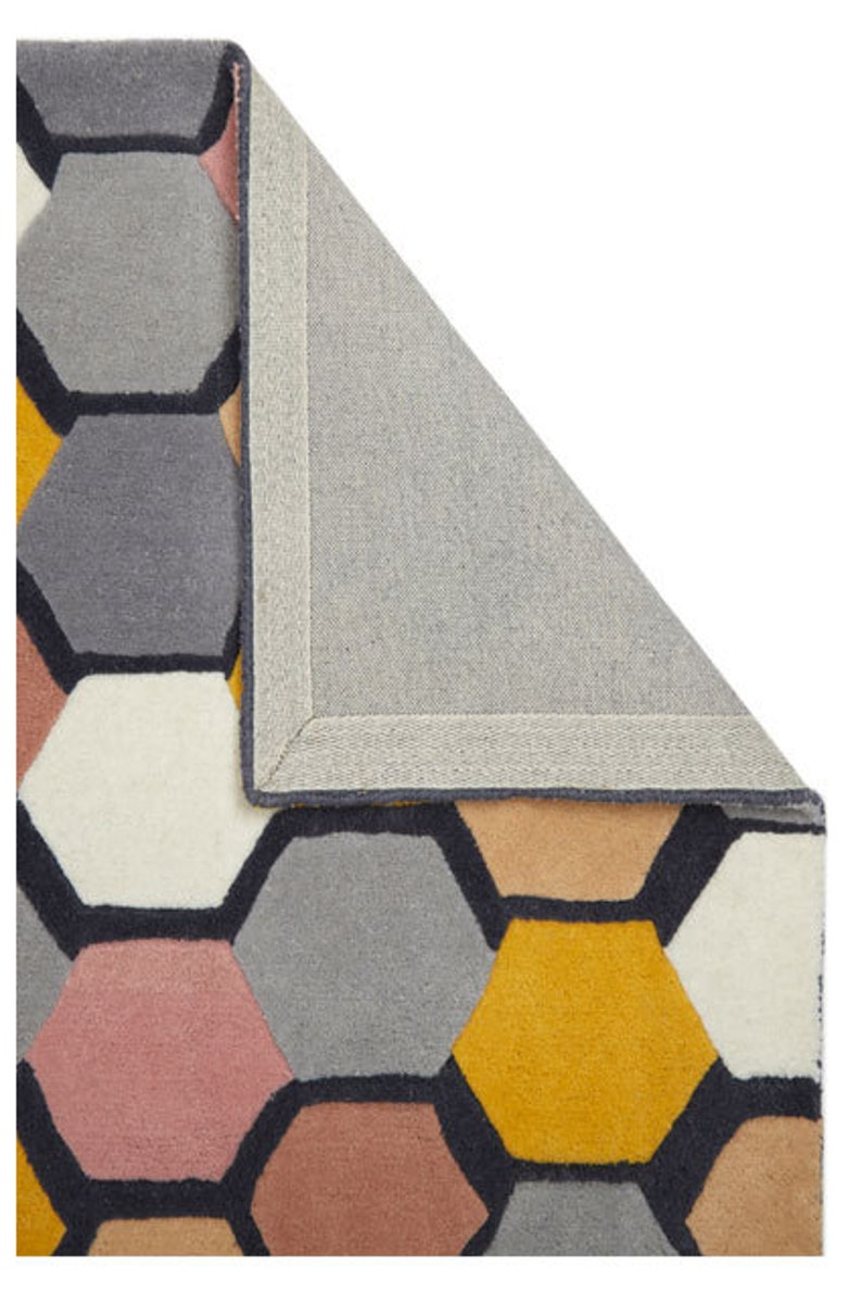 Grey Modern Geometric Rug Abstract Hand Tufted Designer Wool Etsy