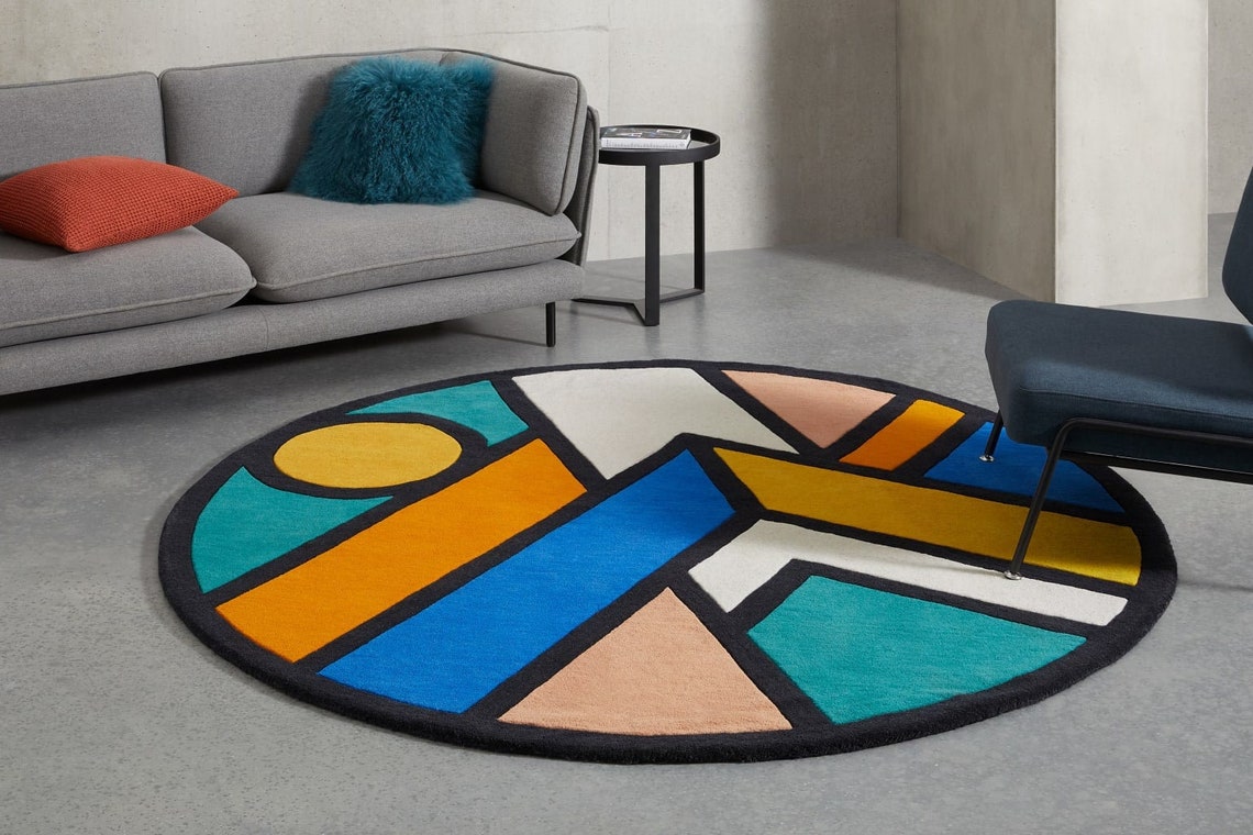 Abstract Hand Tuft Modern Rug 100 Wool Tufted Rug 3x3 4x4 5x5 Etsy