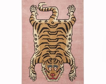 Hand Tufted Wool Carpet Tiger Mat Animal Rug Tiger Skin Area Rug 90/'x155/' Cm