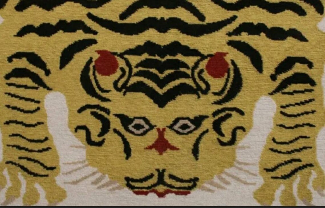 Alfombra de tigre tibetano alfombra de mano tufted piel grande | Etsy
